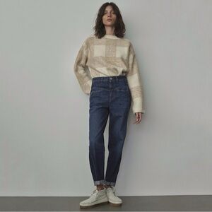 Closed Pedal Twist X Yoke High Waist Rigid Denim Relaxed Tapered Jean 26